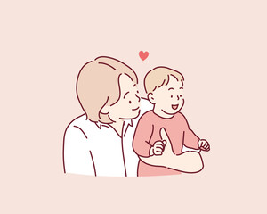 Father Holding baby with Loving Gaze
Hand drawn style vector design illustrations.
