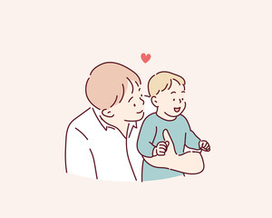 Father Holding baby with Loving Gaze
Hand drawn style vector design illustrations.
