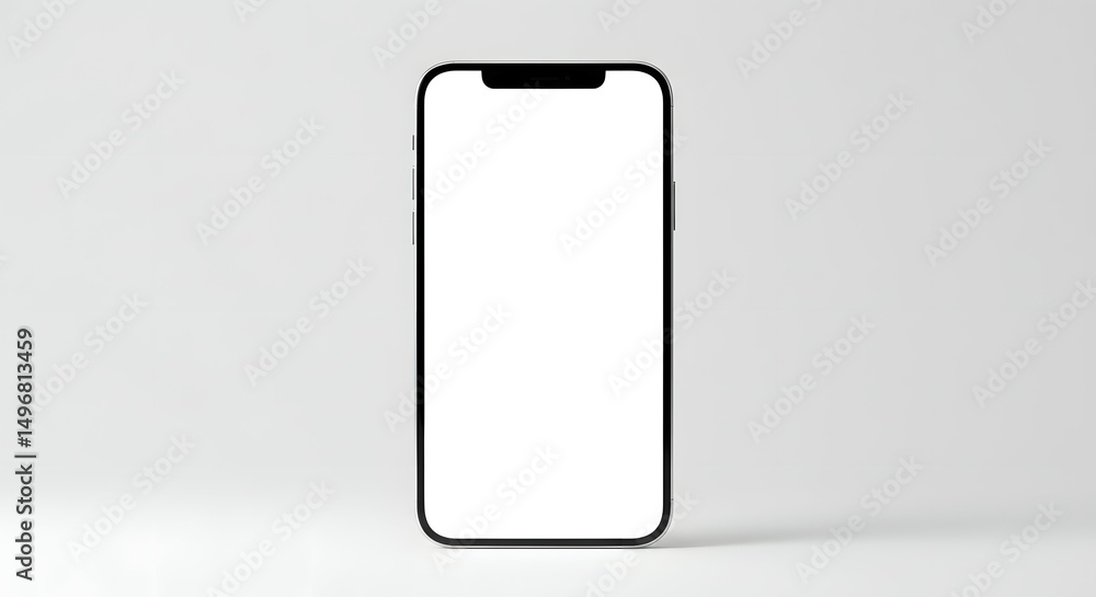 Poster modern smartphone mockup blank screen, isolated on white background for app presentation and ui/ux d