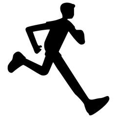 Running male figure silhouette athletic sport fitness exercise healthy lifestyle speed energy movement action dynamic posture jogging sprint