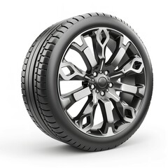 Obraz premium Premium car tire and wheel isolated on white background for automotive and transportation needs design 3d
