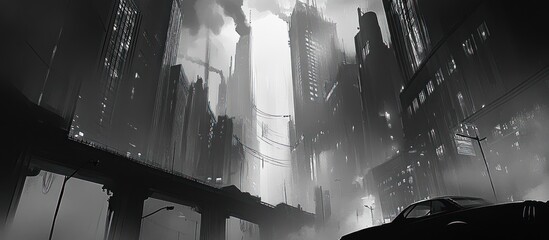 Monochrome Metropolis Awaits: Urban Exploration in a Noir-Inspired Cityscape