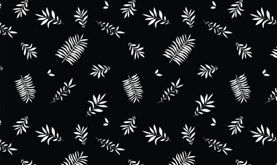 Seamless Black and White Leaf Pattern – Elegant Botanical Silhouette Design