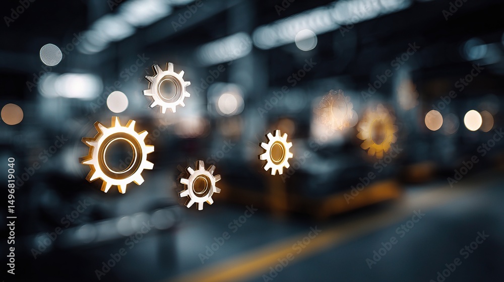 Poster concept of industrial automation process with blurred background