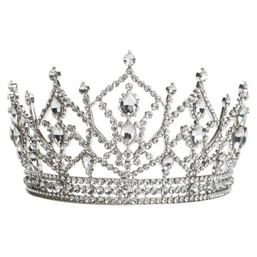 Elegant silver crown adorned with jewels.