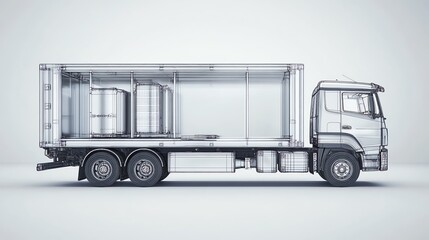 Transparent truck design, white isolate background.
