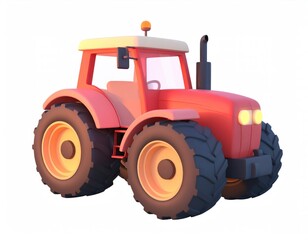 Obraz premium Charming Red Tractor: A Simple 3D Render in Warm Light