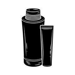 set of cosmetic bottles isolated on white tinted moisturizer