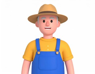Obraz premium Friendly Farmer: A Cheerful 3D Cartoon Illustration