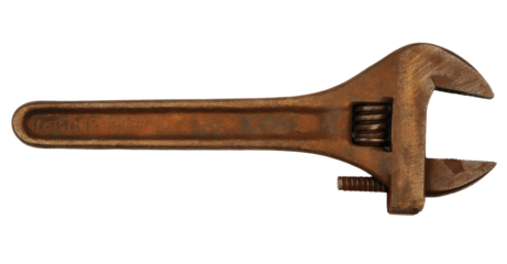 [Transparent Background PNG]Rusty Adjustable Wrench Tool Close-up