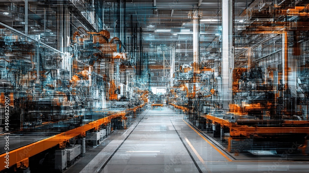 Poster digital twin representation of a factory floor and assembly line