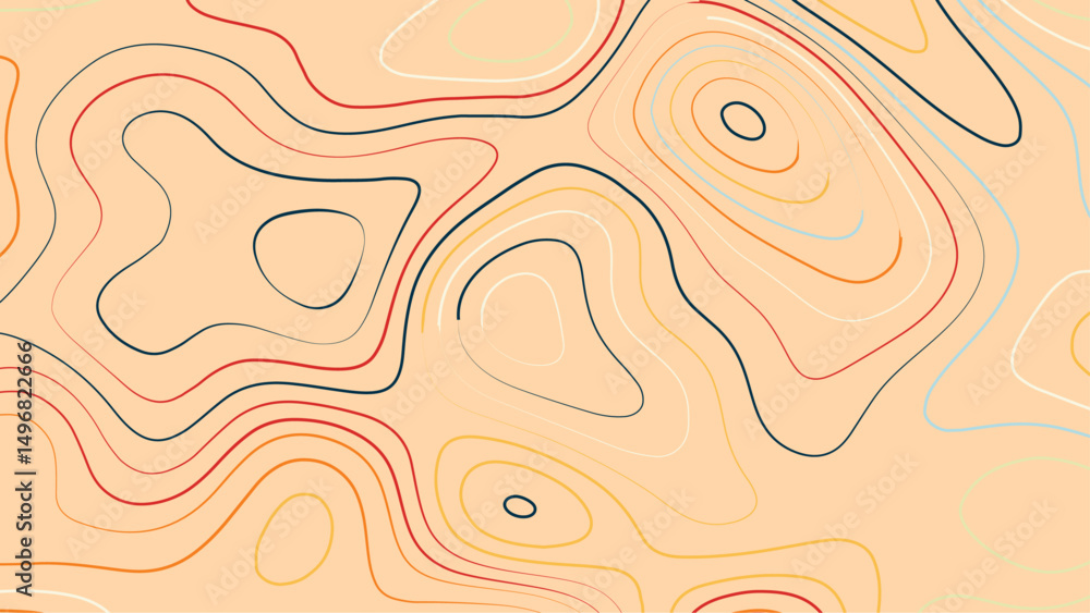 Fototapete topographic map contour background. contour map vector. map line of topography. vector abstract topo