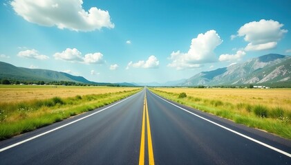 Fototapeta premium Defensive driving techniques shown on empty road, landscape, secure, horizon