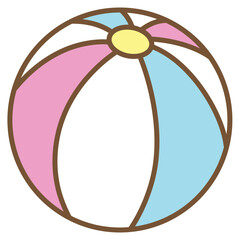 cute kawaii Beach ball outline cartoon doodle illustration