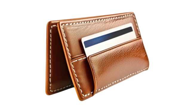 A brown leather wallet with multiple card slots and compartments for cash and documents