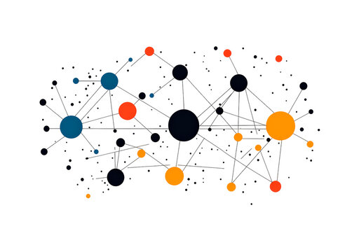 Colorful abstract network illustration representing connections and relationships in a digital space