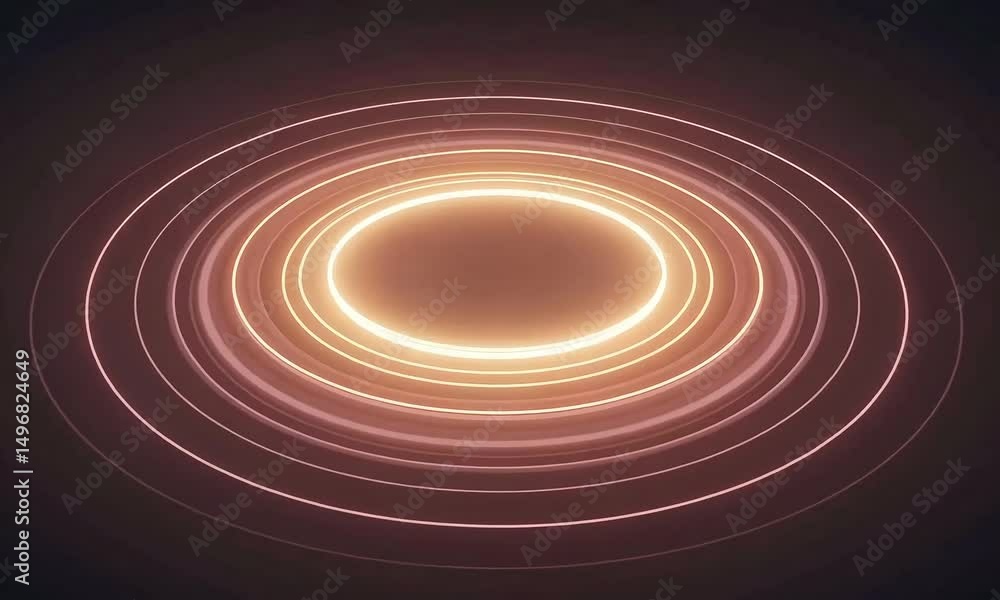 Poster circular glowing light pattern in abstract minimalist style