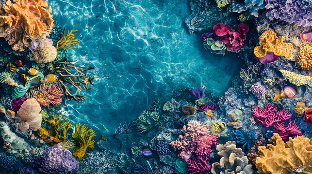 A top  down view of a colorful cor  2ABEC