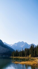 Beautiful mountain lake with mountains in the background