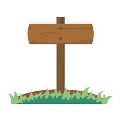 Isolated illustration cartoon wooden board information pole