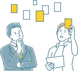 たくさんの案を考えて企画しているビジネスパーソン