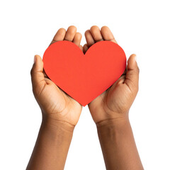 Fototapeta premium Hands holding a red heart symbol of love.