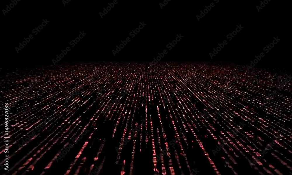 Poster abstract red digital lines on black background in motion