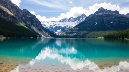 Beautiful mountain lake with mountains in the background