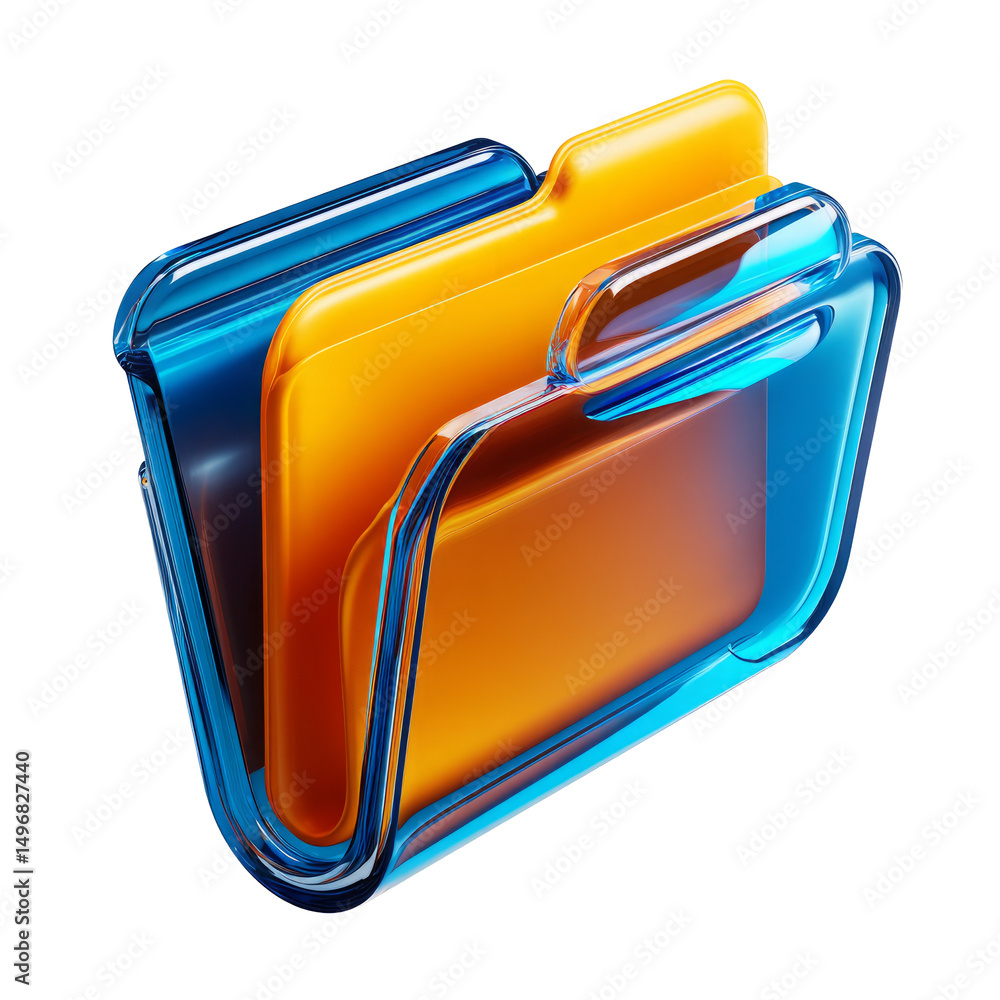 Poster modern 3d rendered file folder icon with vibrant colors and glossy effect