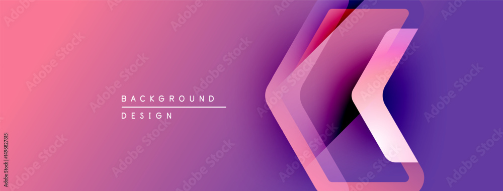 Wall mural abstract gradient background. pink, purple hues blend smoothly. chevron shapes overlap creating dyna