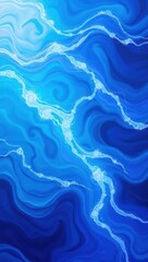 Fototapeta premium Mobile wallpaper, abstract blue water illustration with swirling patterns and white lines