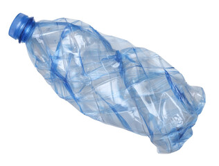 Fototapeta premium [Transparent Background PNG]Crushed Plastic Water Bottle on White Background