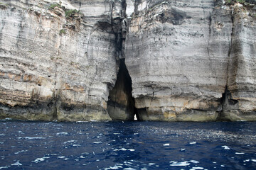 View of the tunnel to the Inland Sea of Gozo from the sea, Malta 