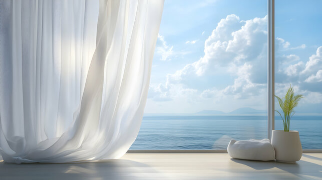 A tranquil sea view through a win  C198D