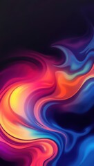 Fototapeta premium Mobile wallpaper, abstract colorful swirls with dark background creating a dynamic design