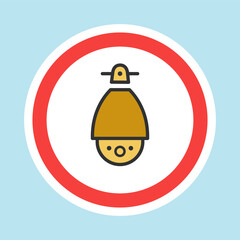 Video surveillance label, CCTV camera sticker made flat color style, vector illustration