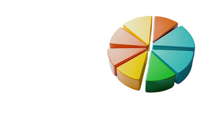 A vibrant circular pie chart depicting various color coded segments to visually represent data and provide an informative infographic
