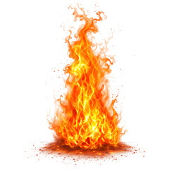 A vibrant illustration of a roaring fire with intense orange and yellow hues