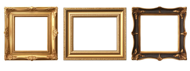 [Transparent Background PNG]Collection of Golden and Dark Frames