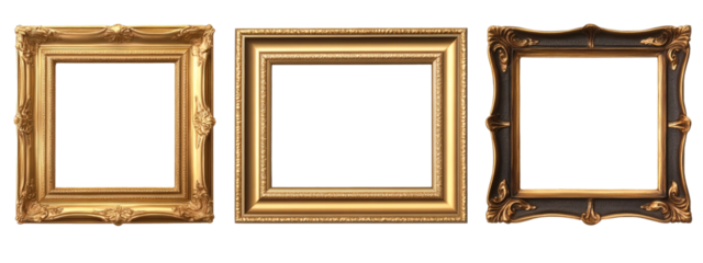 [Transparent Background PNG]Collection of Golden and Dark Frames