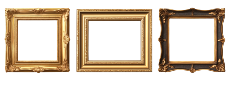 [Transparent Background PNG]Collection of Golden and Dark Frames