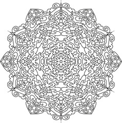 Symmetrical Floral Mandala Pattern for Coloring Books, Home Decor Posters, and Yoga-Inspired Digital Art