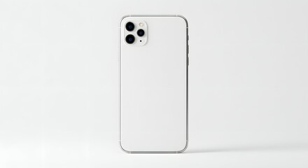 Clean Minimalist Smartphone Back View Product Photography White Mobile Phone Mockup on White Background, Ideal for App Presentation or Technology Website