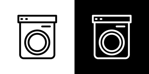 Washing machine icon stroke vector icon simple black style, illustration.
