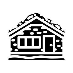 cabin green roof wooden glyph icon vector illustration