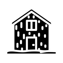 scandinavian style wood cabin glyph icon vector illustration