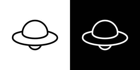 UFO icon stroke vector icon simple black style, illustration.