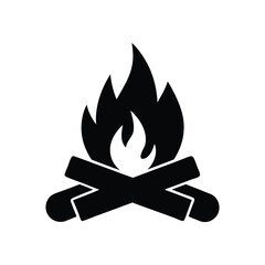 Vector fire symbol, a hot flame hazard warning icon on a white background