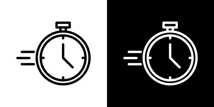 Time fast icon stroke vector icon simple black style, illustration.