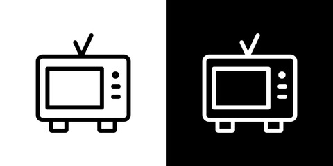 Television icon stroke vector icon simple black style, illustration.